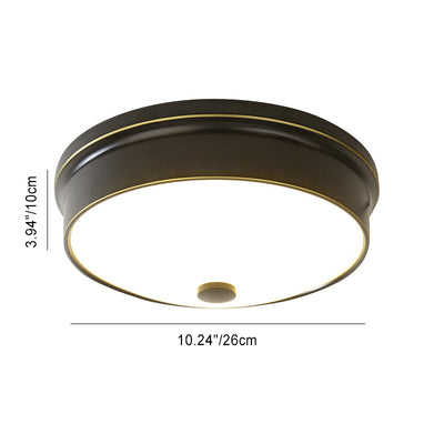 Plafonnier LED Rond en Verre et Fer Traditionnel Européen pour Chambre 