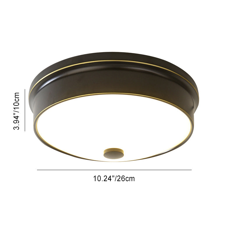 Plafonnier LED Rond en Verre et Fer Traditionnel Européen pour Chambre 