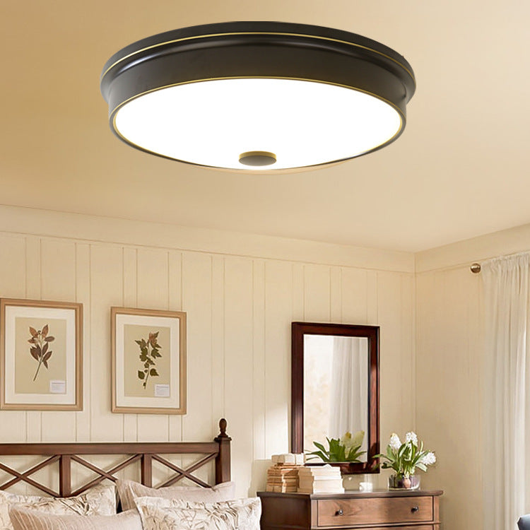 Plafonnier LED Rond en Verre et Fer Traditionnel Européen pour Chambre 