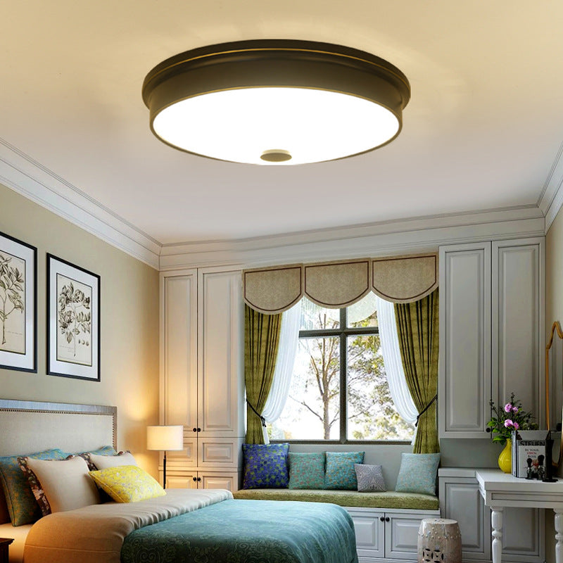 Plafonnier LED Rond en Verre et Fer Traditionnel Européen pour Chambre 