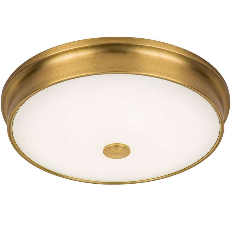 Plafonnier LED Rond en Verre et Fer Traditionnel Européen pour Chambre 