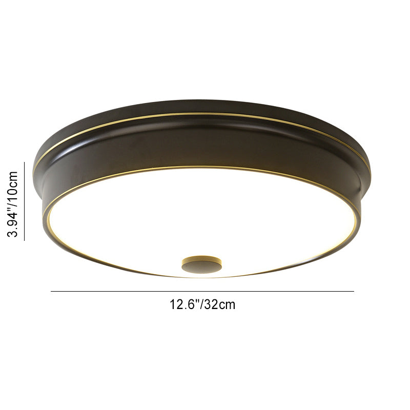 Plafonnier LED Rond en Verre et Fer Traditionnel Européen pour Chambre 