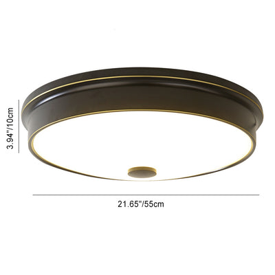 Plafonnier LED Rond en Verre et Fer Traditionnel Européen pour Chambre 
