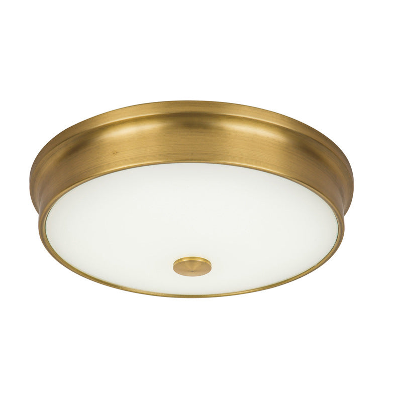 Plafonnier LED Rond en Verre et Fer Traditionnel Européen pour Chambre 