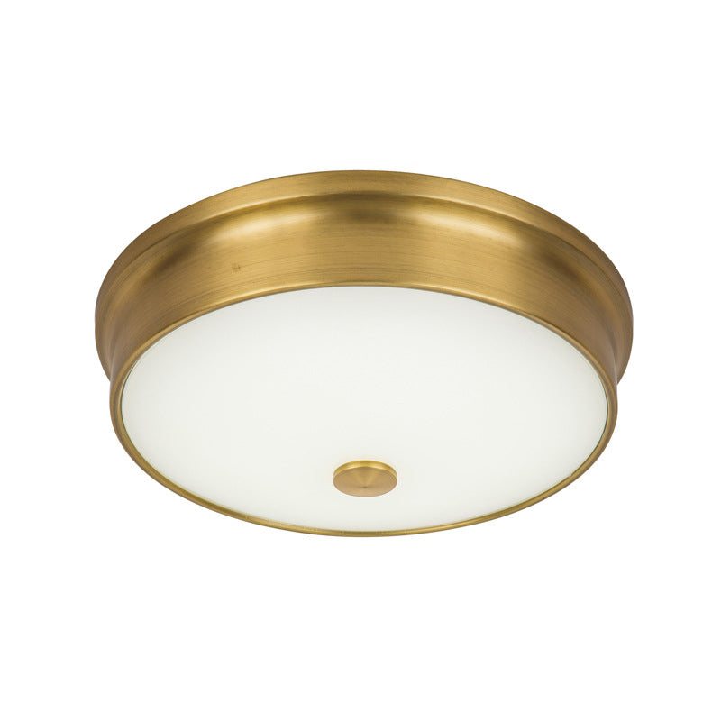 Plafonnier LED Rond en Verre et Fer Traditionnel Européen pour Chambre 