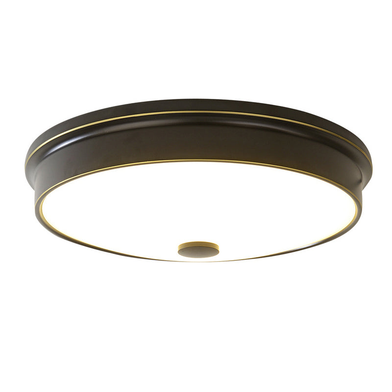 Plafonnier LED Rond en Verre et Fer Traditionnel Européen pour Chambre 