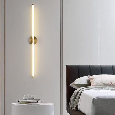 Moderne minimalistische runde Basis lange Streifen Eisen Silikon LED Wandleuchte für Schlafzimmer 