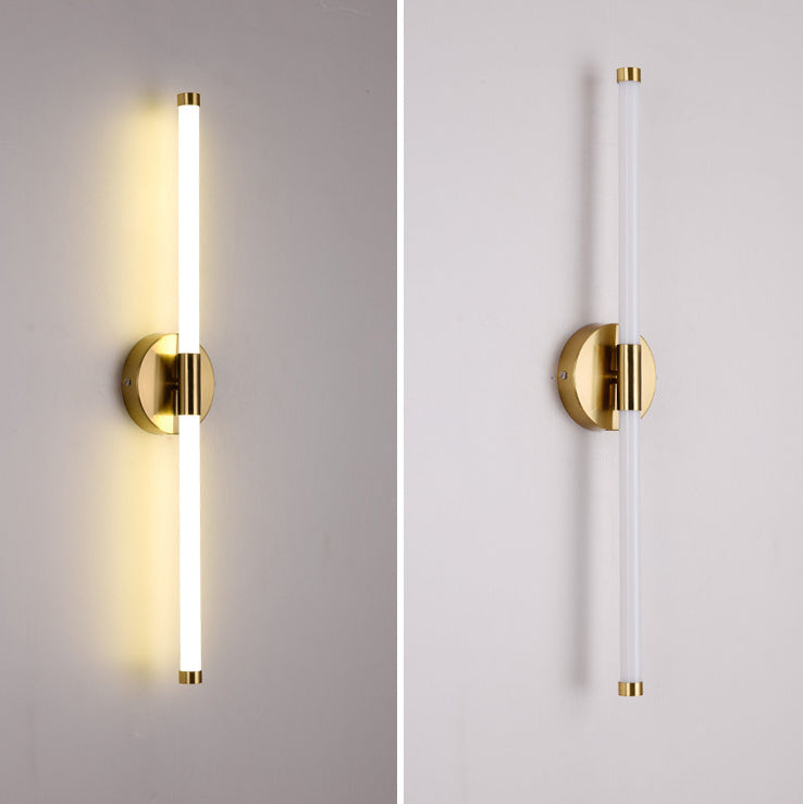Moderne minimalistische runde Basis lange Streifen Eisen Silikon LED Wandleuchte für Schlafzimmer 