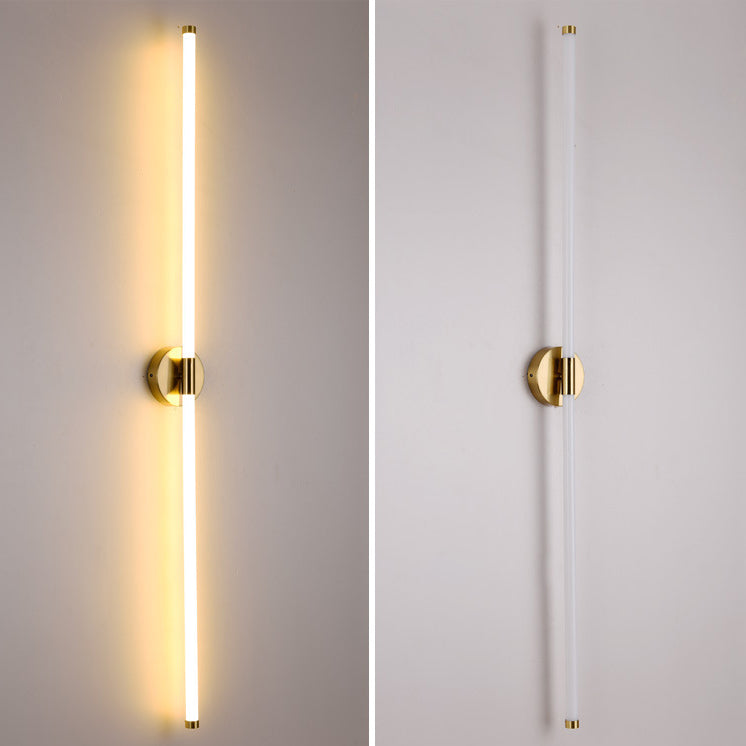 Moderne minimalistische runde Basis lange Streifen Eisen Silikon LED Wandleuchte für Schlafzimmer 