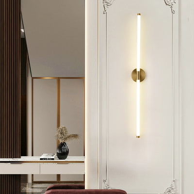 Moderne minimalistische runde Basis lange Streifen Eisen Silikon LED Wandleuchte für Schlafzimmer 