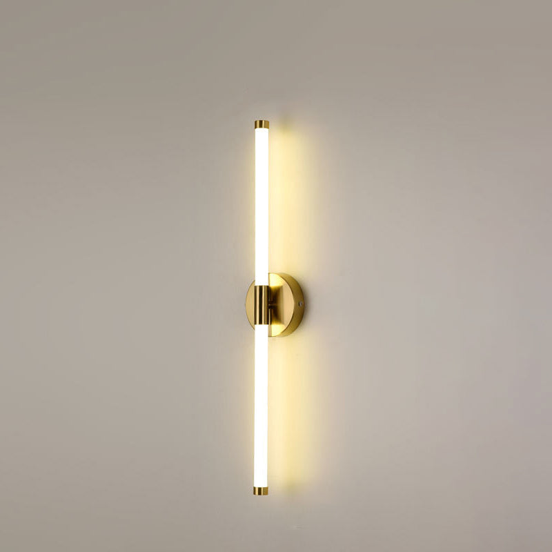 Moderne minimalistische runde Basis lange Streifen Eisen Silikon LED Wandleuchte für Schlafzimmer 