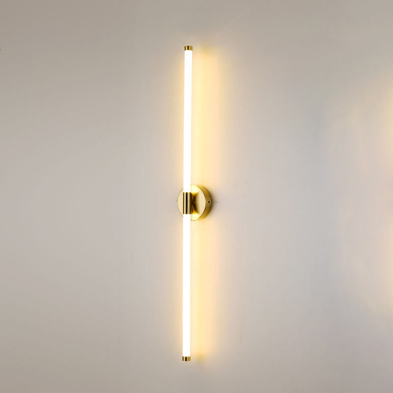 Moderne minimalistische runde Basis lange Streifen Eisen Silikon LED Wandleuchte für Schlafzimmer 