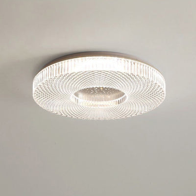 Traditional Japanese Geometric Round Iron Acrylic LED Flush Mount Ceiling Light For Bedroom