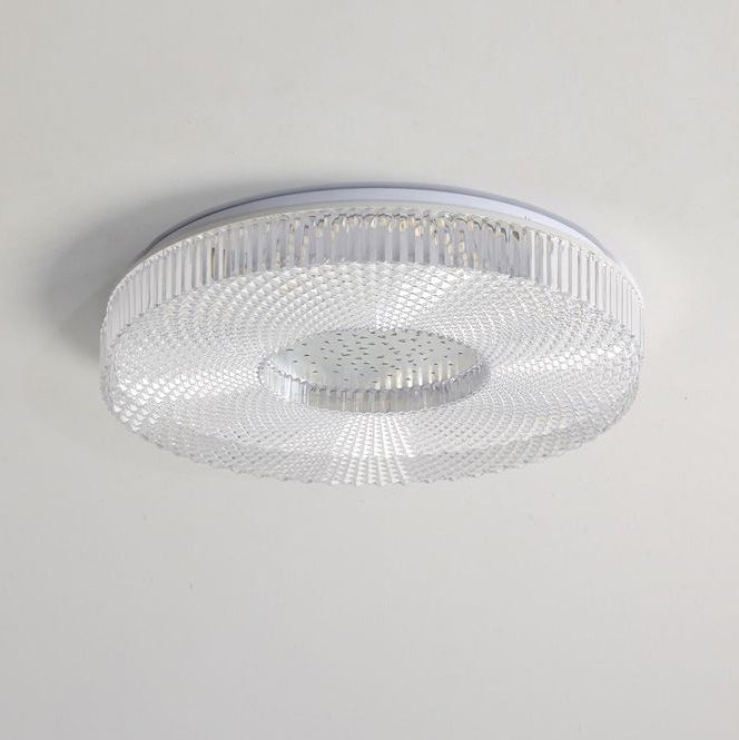 Traditional Japanese Geometric Round Iron Acrylic LED Flush Mount Ceiling Light For Bedroom
