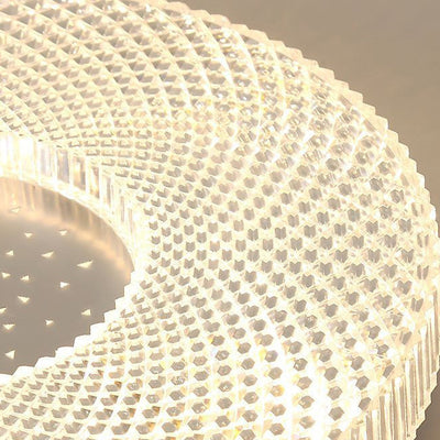 Traditional Japanese Geometric Round Iron Acrylic LED Flush Mount Ceiling Light For Bedroom