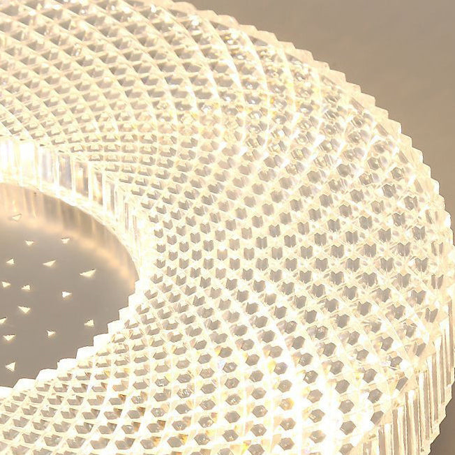 Traditional Japanese Geometric Round Iron Acrylic LED Flush Mount Ceiling Light For Bedroom