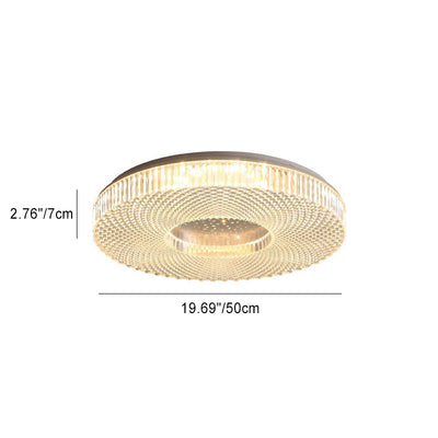 Traditional Japanese Geometric Round Iron Acrylic LED Flush Mount Ceiling Light For Bedroom