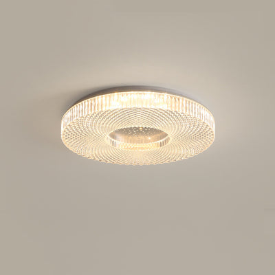 Traditional Japanese Geometric Round Iron Acrylic LED Flush Mount Ceiling Light For Bedroom