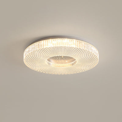 Traditional Japanese Geometric Round Iron Acrylic LED Flush Mount Ceiling Light For Bedroom