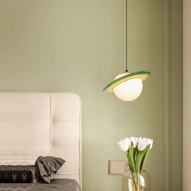 Contemporary Creative Globe Iron Resin LED Pendant Light For Bedroom