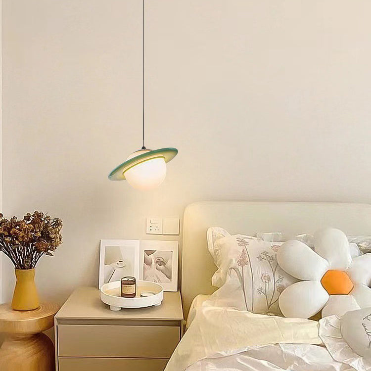 Contemporary Creative Globe Iron Resin LED Pendant Light For Bedroom