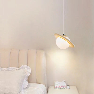Contemporary Creative Globe Iron Resin LED Pendant Light For Bedroom
