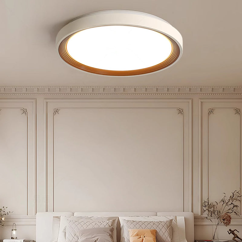Plafonnier LED en fer acrylique rond minimaliste moderne avec anneau annuel pour chambre à coucher 