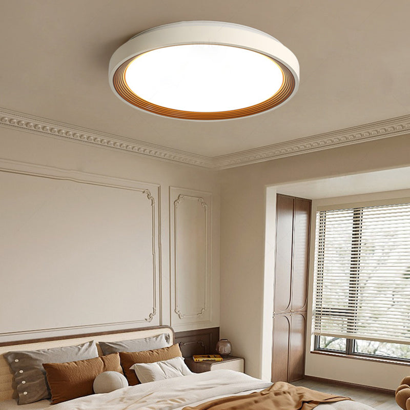 Plafonnier LED en fer acrylique rond minimaliste moderne avec anneau annuel pour chambre à coucher 
