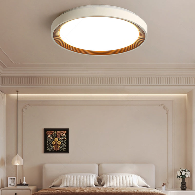 Plafonnier LED en fer acrylique rond minimaliste moderne avec anneau annuel pour chambre à coucher 