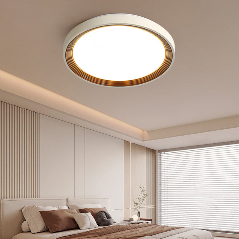Plafonnier LED en fer acrylique rond minimaliste moderne avec anneau annuel pour chambre à coucher 