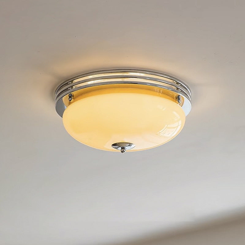 Plafonnier à 3 lumières en fer avec abat-jour en verre de tarte française traditionnelle pour chambre 