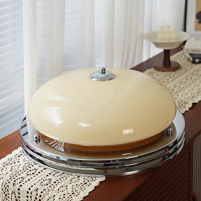 Plafonnier à 3 lumières en fer avec abat-jour en verre de tarte française traditionnelle pour chambre 