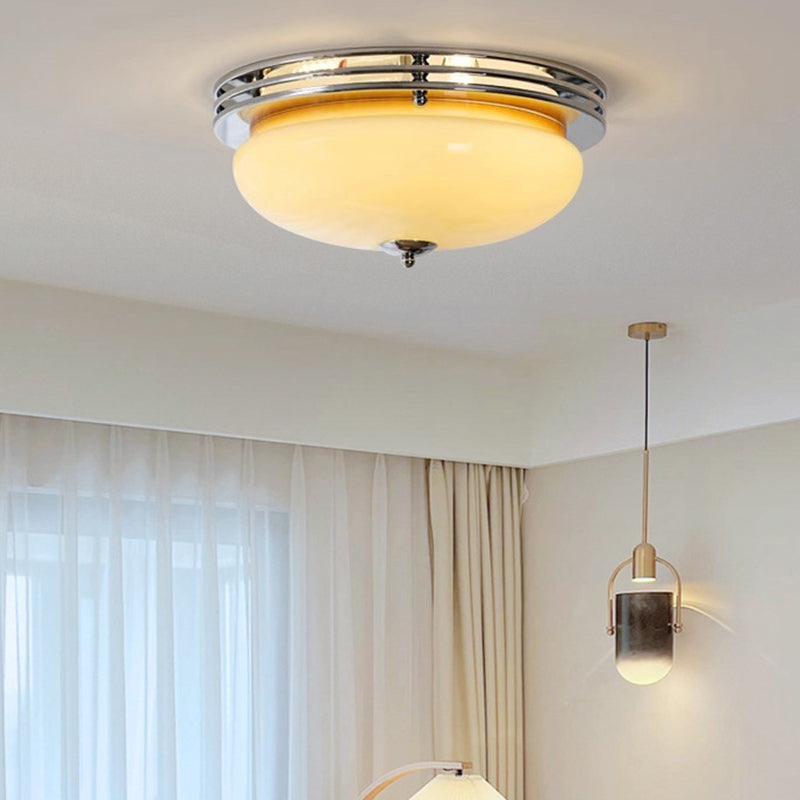 Plafonnier à 3 lumières en fer avec abat-jour en verre de tarte française traditionnelle pour chambre 