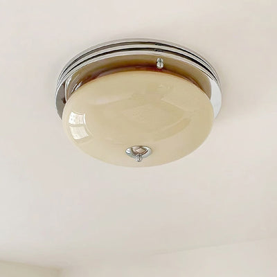 Plafonnier à 3 lumières en fer avec abat-jour en verre de tarte française traditionnelle pour chambre 