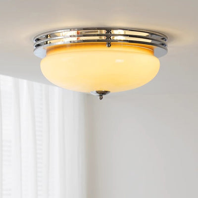 Plafonnier à 3 lumières en fer avec abat-jour en verre de tarte française traditionnelle pour chambre 