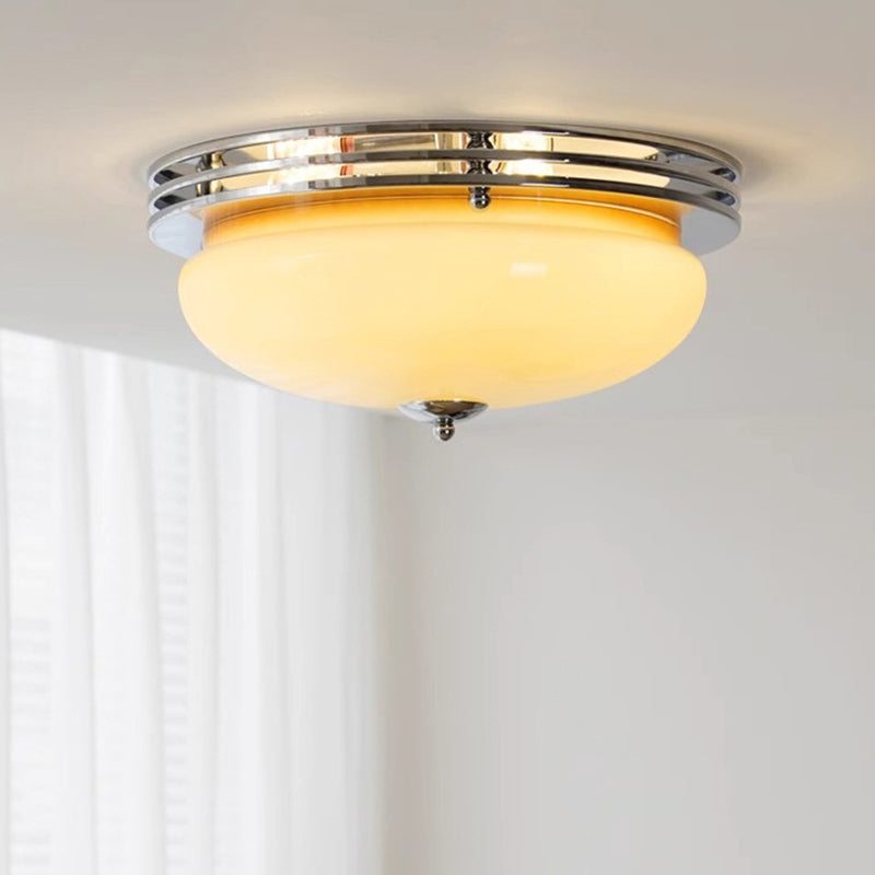 Plafonnier à 3 lumières en fer avec abat-jour en verre de tarte française traditionnelle pour chambre 