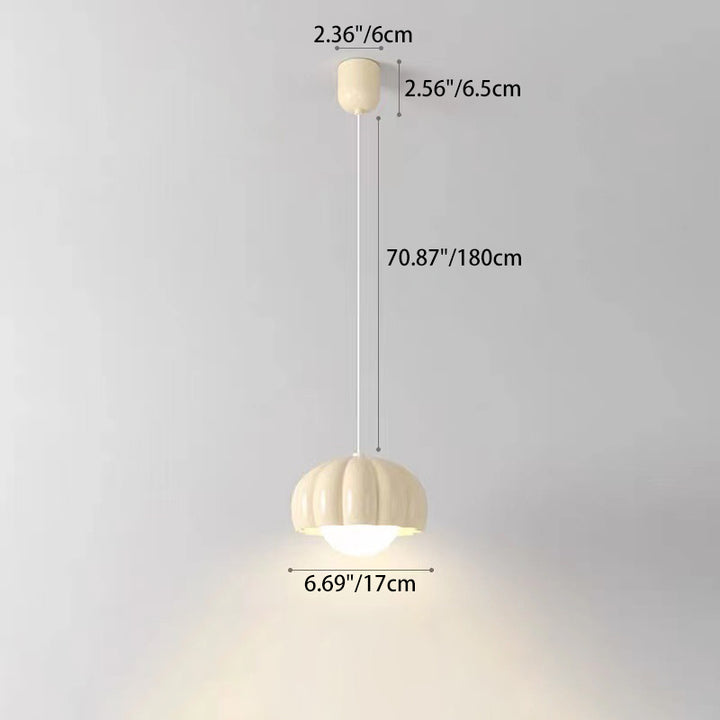 Contemporary Nordic Pumpkin Shape Resin Aluminum PE 1-Light Pendant Light For Bedroom