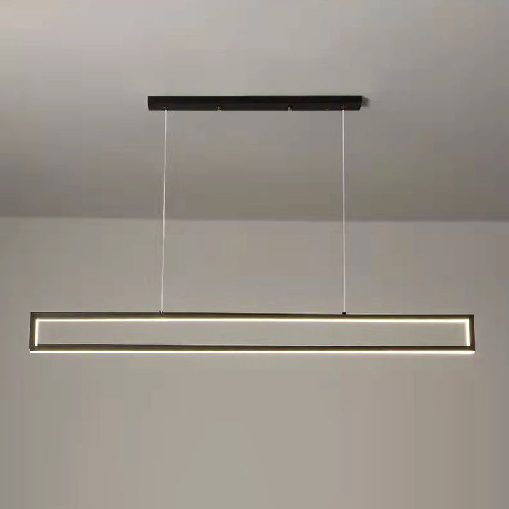Moderne minimalistische lange rechteckige Eisen-Silikon-LED-Kronleuchter-Inselbeleuchtung für Esszimmer 