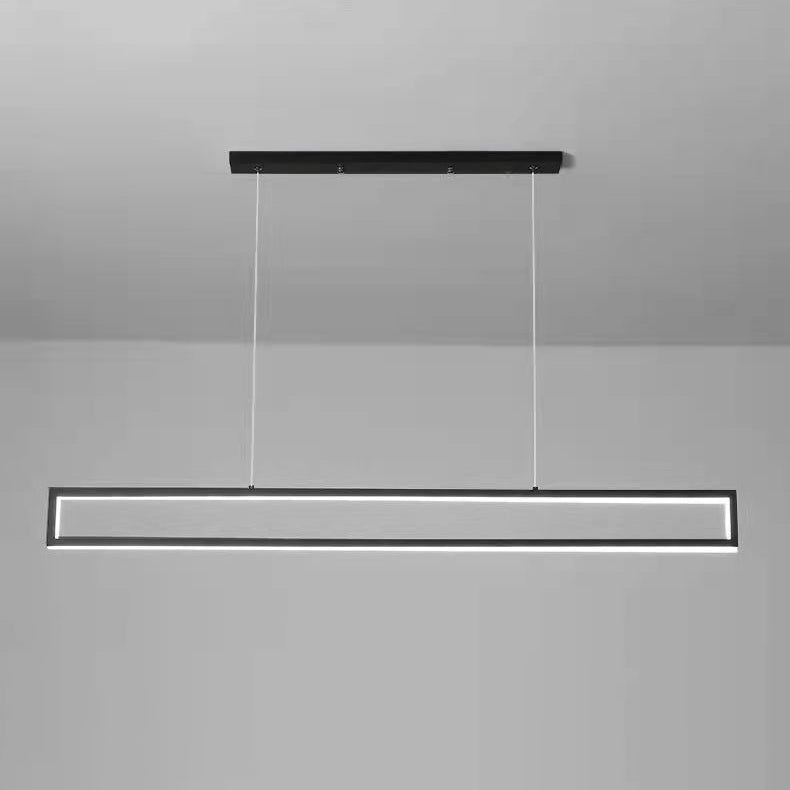 Moderne minimalistische lange rechteckige Eisen-Silikon-LED-Kronleuchter-Inselbeleuchtung für Esszimmer 