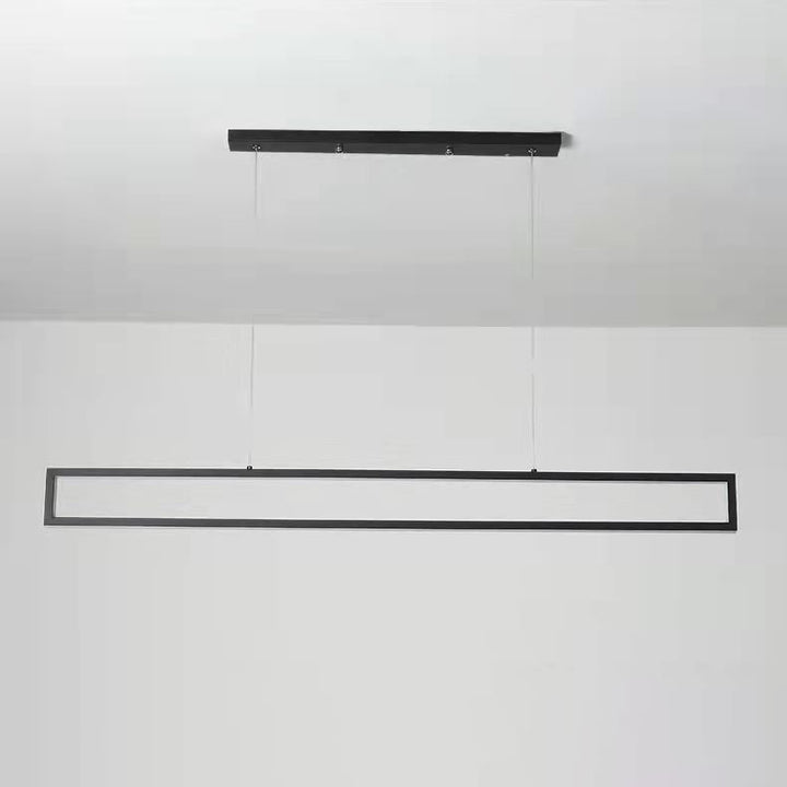 Moderne minimalistische lange rechteckige Eisen-Silikon-LED-Kronleuchter-Inselbeleuchtung für Esszimmer 