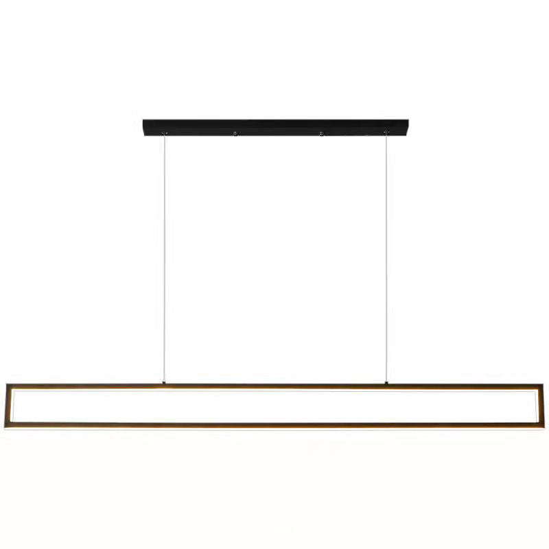 Moderne minimalistische lange rechteckige Eisen-Silikon-LED-Kronleuchter-Inselbeleuchtung für Esszimmer 