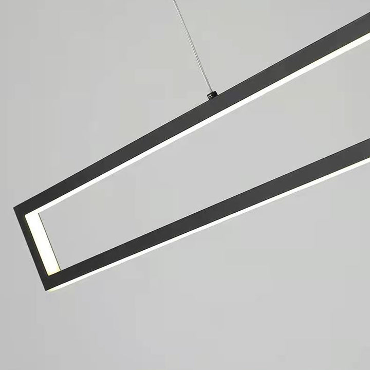 Moderne minimalistische lange rechteckige Eisen-Silikon-LED-Kronleuchter-Inselbeleuchtung für Esszimmer 