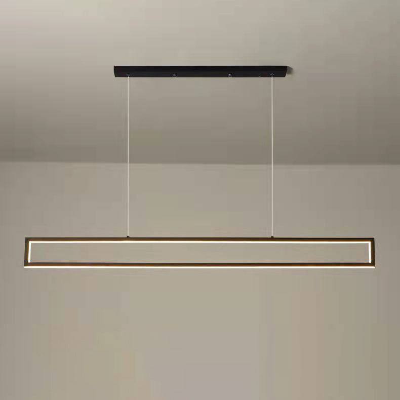 Moderne minimalistische lange rechteckige Eisen-Silikon-LED-Kronleuchter-Inselbeleuchtung für Esszimmer 