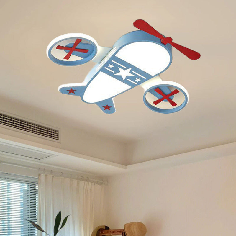 Luz de techo LED empotrada de avión de dibujos animados creativos contemporáneos de niños de hierro acrílico para dormitorio 