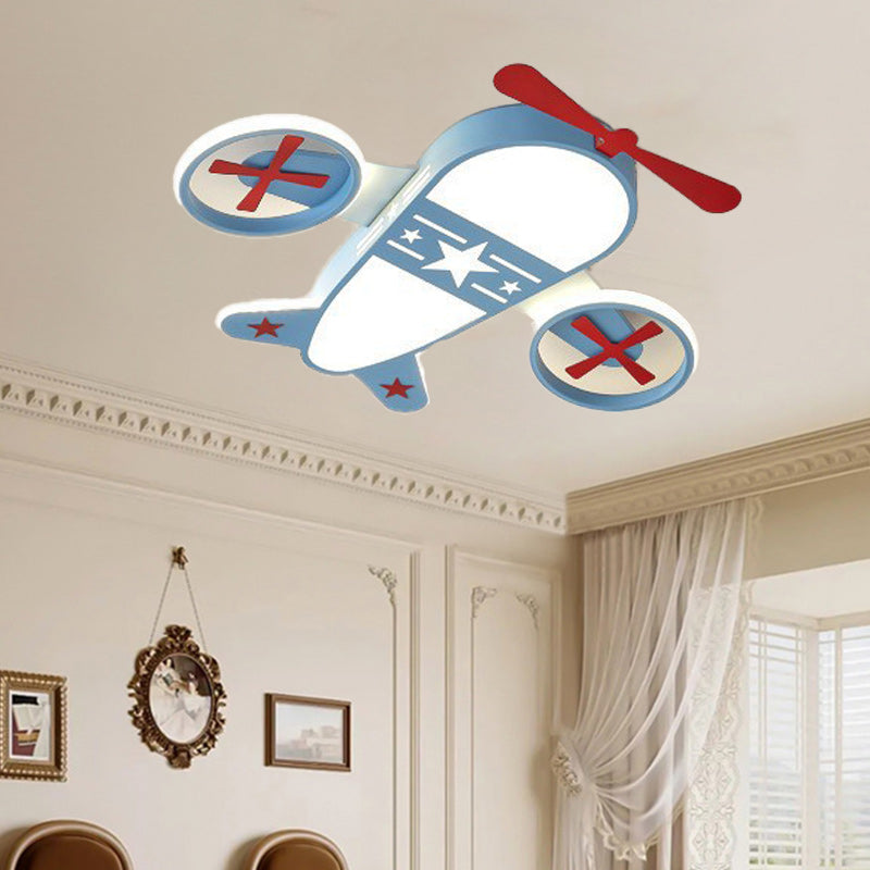 Luz de techo LED empotrada de avión de dibujos animados creativos contemporáneos de niños de hierro acrílico para dormitorio 
