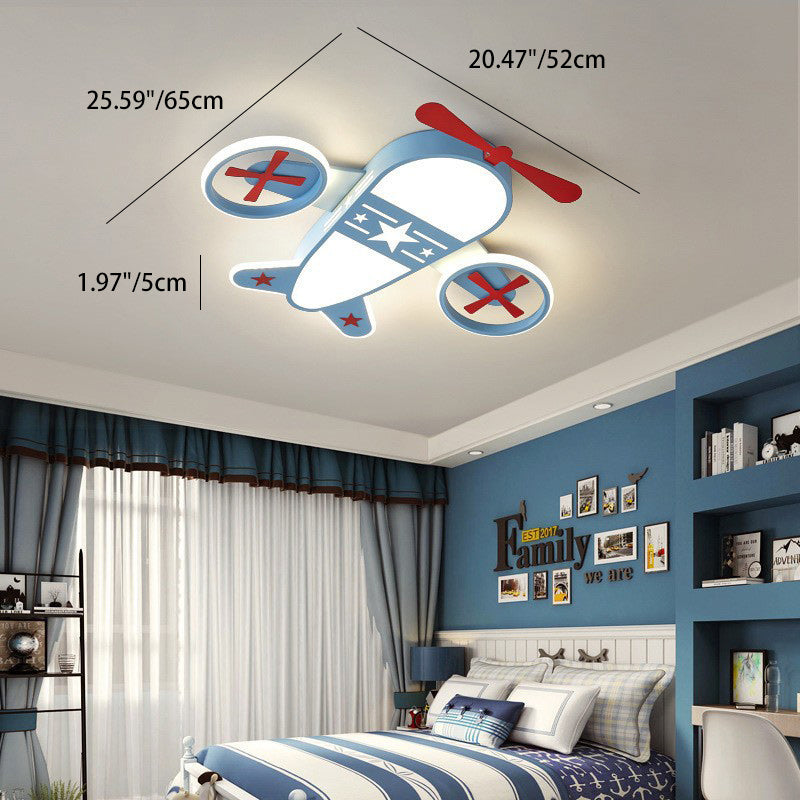 Luz de techo LED empotrada de avión de dibujos animados creativos contemporáneos de niños de hierro acrílico para dormitorio 