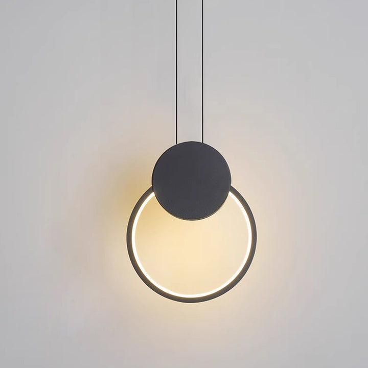 Modern Minimalist Round Square Oval Iron Shape Linear LED Pendant Light For Bedroom