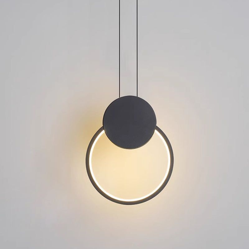 Modern Minimalist Round Square Oval Iron Shape Linear LED Pendant Light For Bedroom