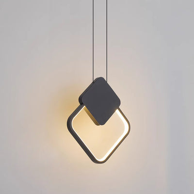 Modern Minimalist Round Square Oval Iron Shape Linear LED Pendant Light For Bedroom