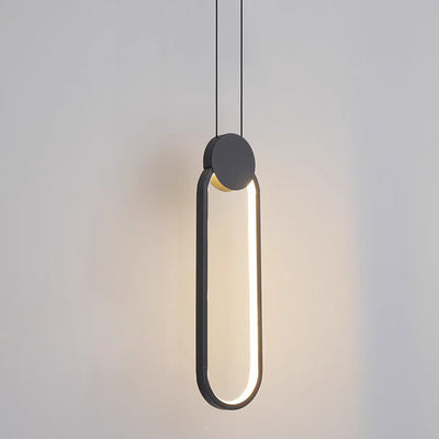 Modern Minimalist Round Square Oval Iron Shape Linear LED Pendant Light For Bedroom